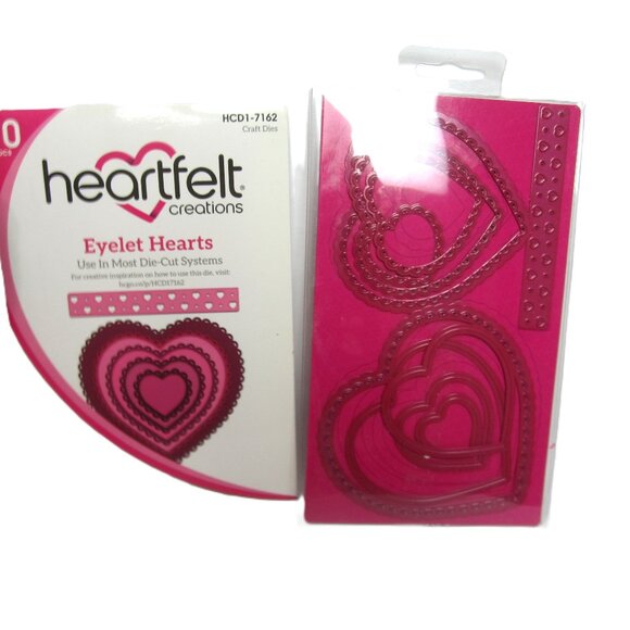 Heartfelt Creations Eyelet Hearts 10 Pcs Craft Dies HCD1-7162 - Picture 1 of 3